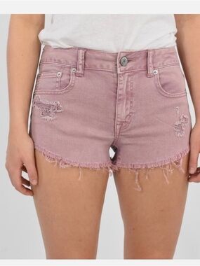 American Eagle Women's Pink - Mauve Distressed Denim Shorts